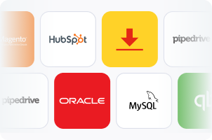 Logos of seven softwares like Hubspot, Oracle, MySQL and pipedrive